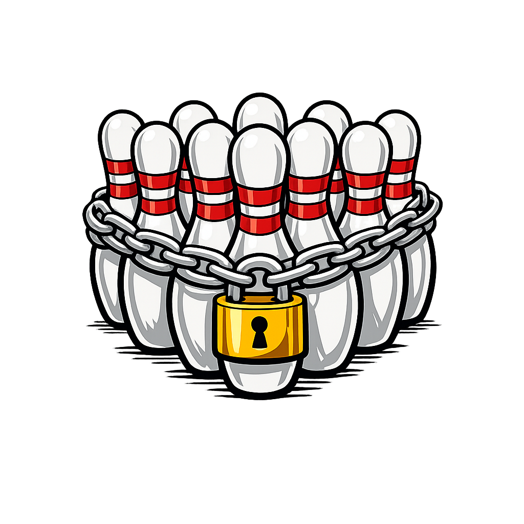 Bowlingpins met kettingslot